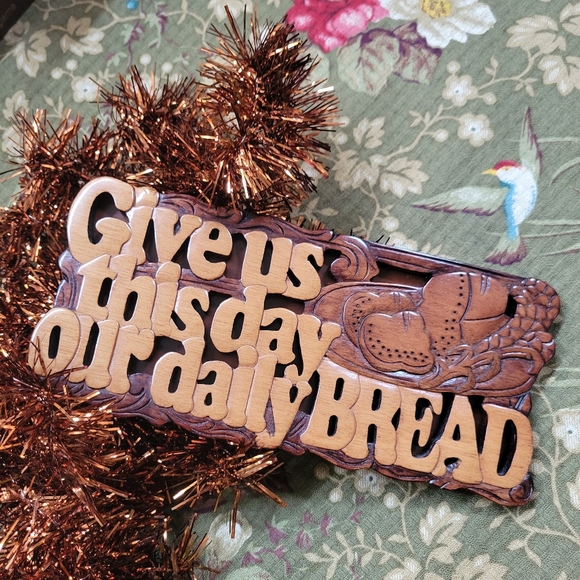 Wooden Daily Bread Mahogany Wall Art ~ Religious ~ Handmade ~ Thanksgiving Art - Picture 11 of 16